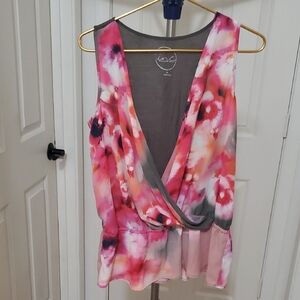 INC International Concepts Pink Watercolor Draped V-Neck Camisole